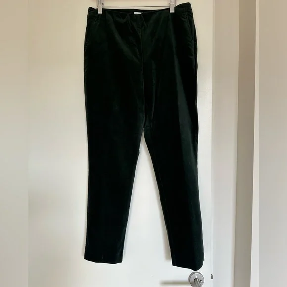 J. Jill Evergreen Velvet Dark Green Side Zip Pants NWT - Picture 2 of 12